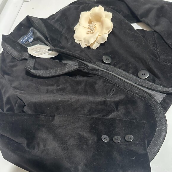 Pumpkin Patch Black Velvet Jacket with Cream Flower NWT - Picture 2 of 11